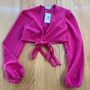 NWT Flounce London Crop Top With Wrap Detail In Fuschia Pink Size US 4 Shirt